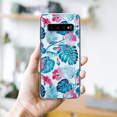 Samsung Galaxy S10 4G Fodral Skal Blommor (Vit)