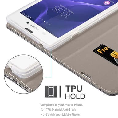 Sony Xperia T3 Plånboksfodral Skal (Grå)