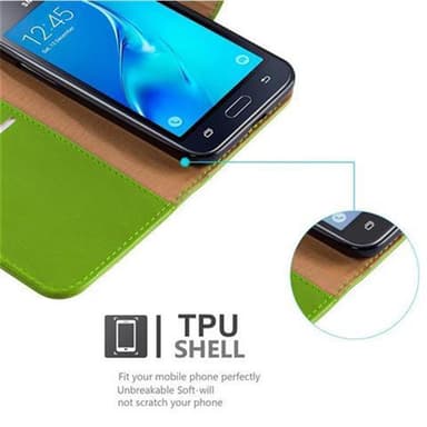 Samsung Galaxy J1 2016 Plånboksfodral Skal (Grön)