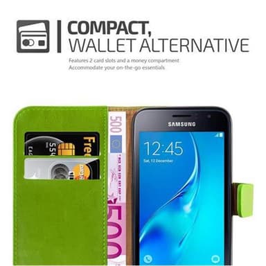 Samsung Galaxy J1 2016 Plånboksfodral Skal (Grön)