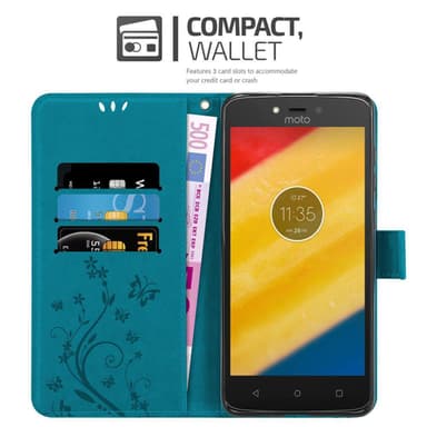 Motorola MOTO C PLUS Plånboksfodral Skal (Blå)