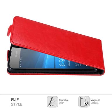 Nokia Lumia 650 Flipfodral Skal (Röd)