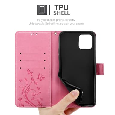 iPhone 12 / 12 PRO Plånboksfodral Skal (Rosa)