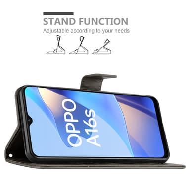 Oppo A16s / A54s Plånboksfodral Skal (Grå)