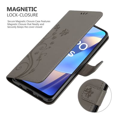 Oppo A16s / A54s Plånboksfodral Skal (Grå)