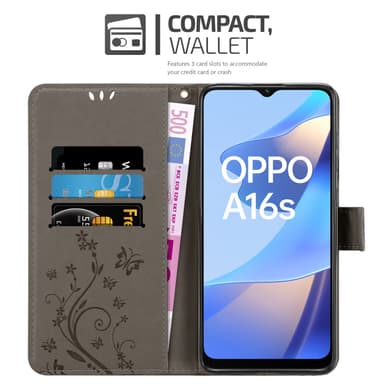 Oppo A16s / A54s Plånboksfodral Skal (Grå)