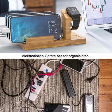 Docking Station Laddningsstation av bambu i äkta trä