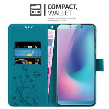 Samsung Galaxy A6s Plånboksfodral Skal (Blå)