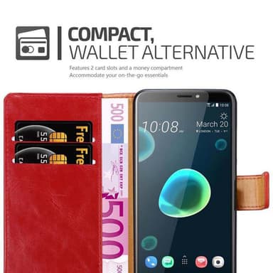 HTC Desire 12 PLUS Plånboksfodral Skal (Röd)