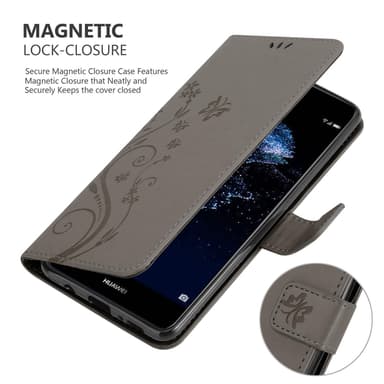 Huawei P10 LITE Plånboksfodral Skal (Grå)