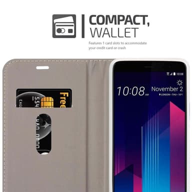 HTC U11 PLUS Plånboksfodral Skal (Grå)