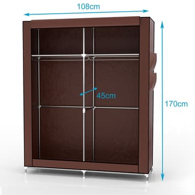 Fällbar Garderob 108x170x45 cm Klädskåp Skåpet (brun)