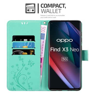 Oppo FIND X3 NEO Plånboksfodral Skal (Turkos)