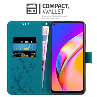 Oppo A94 5G Plånboksfodral Skal (Blå)