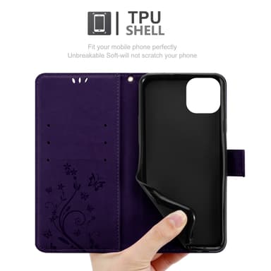iPhone 14 PLUS Plånboksfodral Skal (Lila)