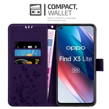 Oppo FIND X3 LITE Plånboksfodral Skal (Lila)