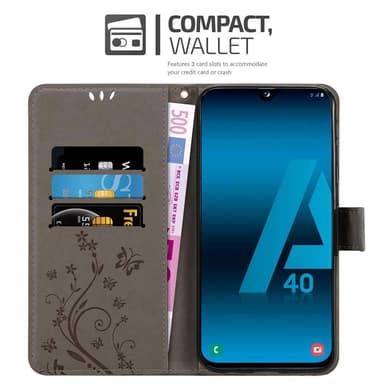 Samsung Galaxy A40 Plånboksfodral Skal (Grå)