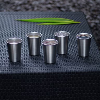 5x Muggar rostfritt stål Stapelbara Dryckeskopp (350ml)