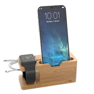 Docking Station Laddningsstation av bambu i äkta trä