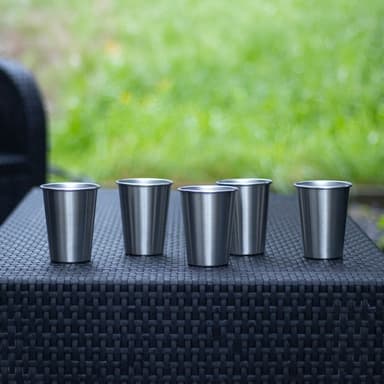 5x Muggar rostfritt stål Stapelbara Dryckeskopp (350ml)