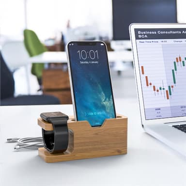 Docking Station Laddningsstation av bambu i äkta trä