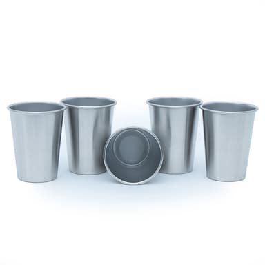 5x Muggar rostfritt stål Stapelbara Dryckeskopp (350ml)