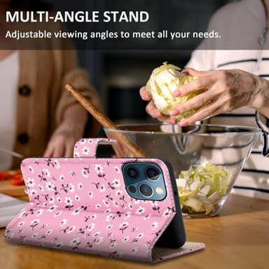iPhone 12 / 12 PRO Plånboksfodral Skal (Rosa)