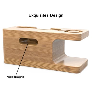 Docking Station Laddningsstation av bambu i äkta trä