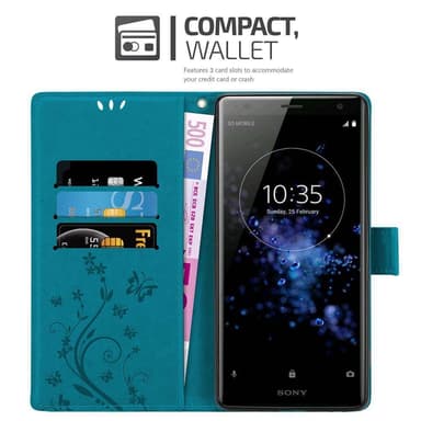 Sony Xperia XZ2 Plånboksfodral Skal (Blå)