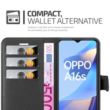 Oppo A16s / A54s Plånboksfodral Skal (Svart)