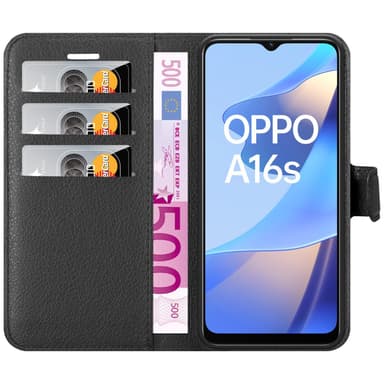 Oppo A16s / A54s Plånboksfodral Skal (Svart)