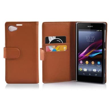 Skal Sony Xperia Z1 COMPACT Plånboksfodral (Brun)