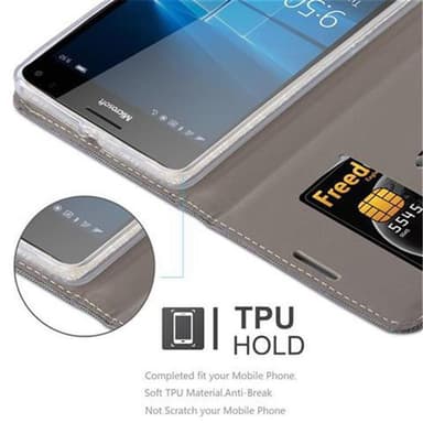 Nokia Lumia 950 XL Plånboksfodral Skal (Grå)
