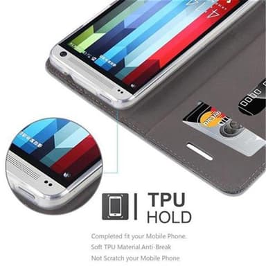 HTC ONE M7 Plånboksfodral Skal (Grå)