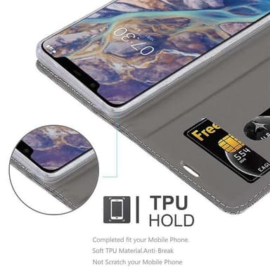 Nokia 7.1 PLUS / X7 Plånboksfodral Skal (Grå)