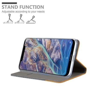 Nokia 7.1 PLUS / X7 Plånboksfodral Skal (Grå)