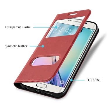 Samsung Galaxy S6 EDGE PLUS Plånboksfodral Skal (Röd)