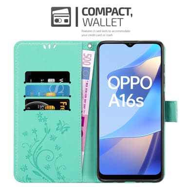 Oppo A16s / A54s Plånboksfodral Skal (Turkos)