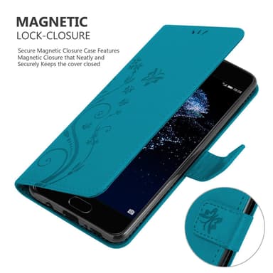 Huawei P10 Plånboksfodral Skal (Blå)