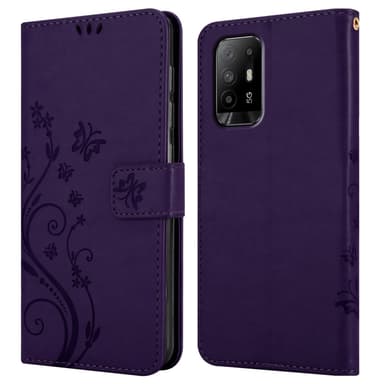 Oppo A94 5G Plånboksfodral Skal (Lila)