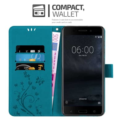 Nokia 6.1 Plånboksfodral Skal (Blå)