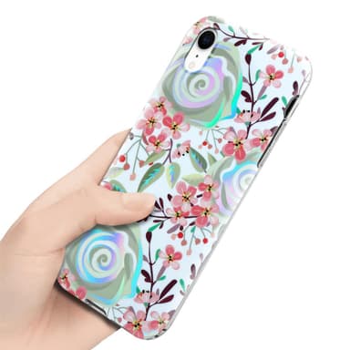 iPhone XR Fodral Skal Blommor (Vit)