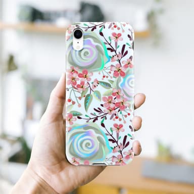 iPhone XR Fodral Skal Blommor (Vit)