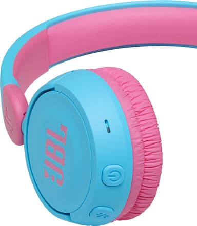 JBL Jr. 310BT trådlösa on-ear hörlurar (blå/rosa)