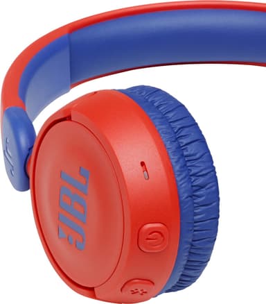 JBL Jr. 310BT trådlösa on-ear hörlurar (röd/blå)