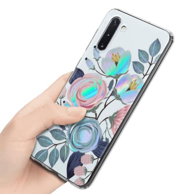 Samsung Galaxy NOTE 10 Fodral Skal Blommor (Vit)