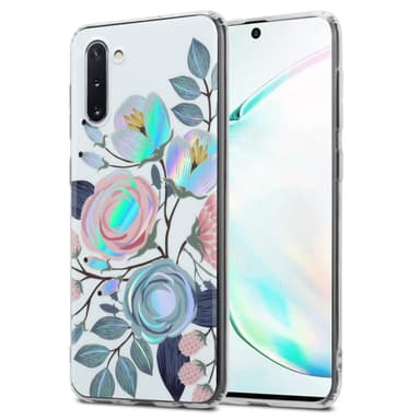 Samsung Galaxy NOTE 10 Fodral Skal Blommor (Vit)