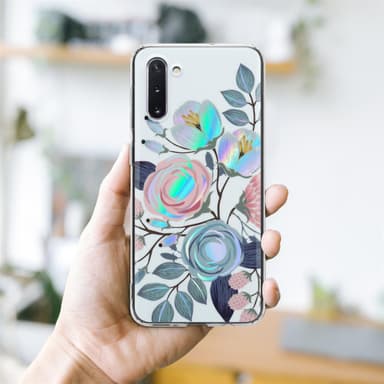 Samsung Galaxy NOTE 10 Fodral Skal Blommor (Vit)