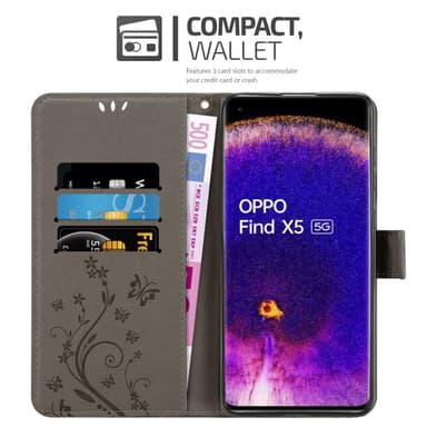 Oppo FIND X5 Plånboksfodral Skal (Grå)