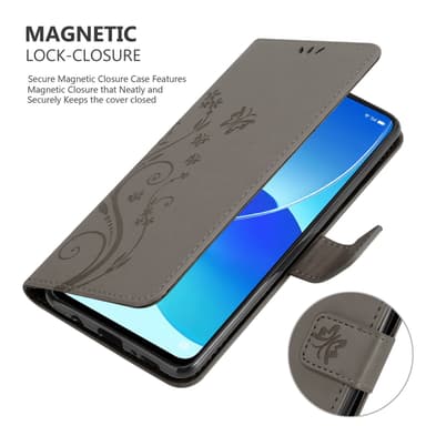 Oppo Reno6 5G Plånboksfodral Skal (Grå)